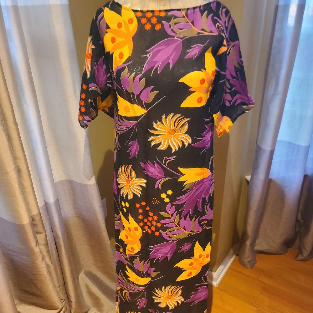 Missoni Black Maxi Dress with Purple and Yellow Floral Design
